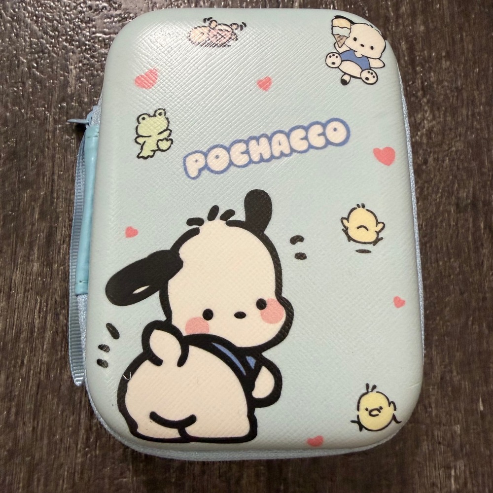 Sanrio Pochacco Hardshell Case Blue Kawaii Zipper Pouch Organizer